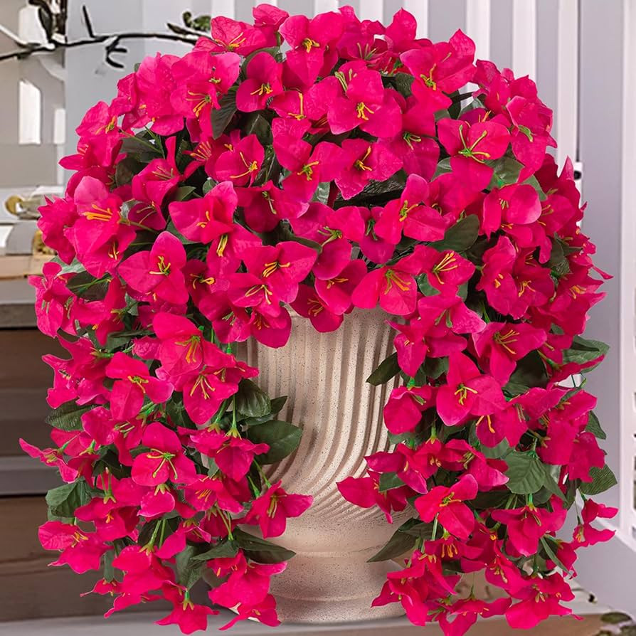 2 pcs Artificial Faux Bougainvillea Flowers Plants for Outdoor Outside Summer Decoration, Fake Si... | Amazon (US)