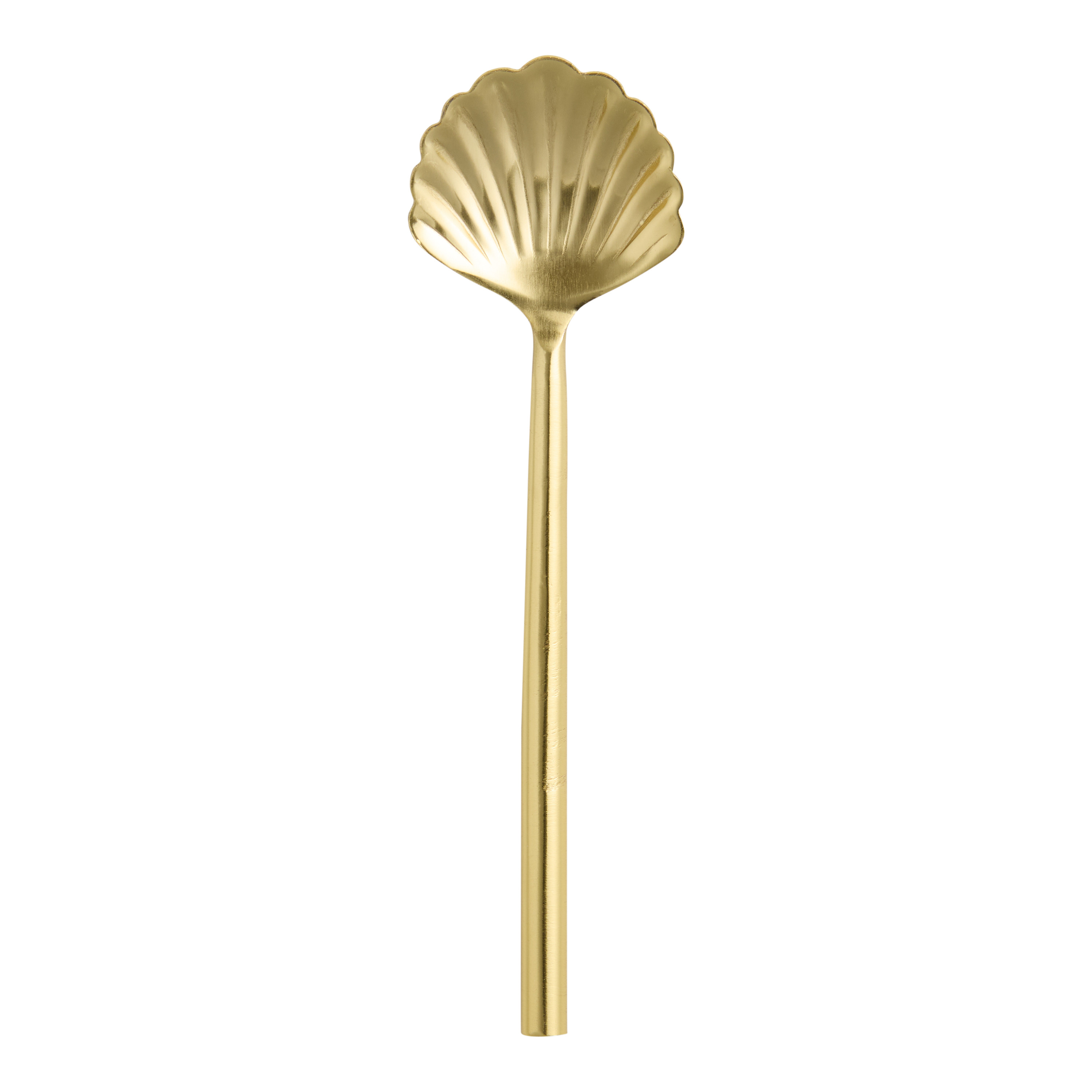 Gold Stainless Steel Seashell Shaped Cocktail Spoon Set of 2 | World Market