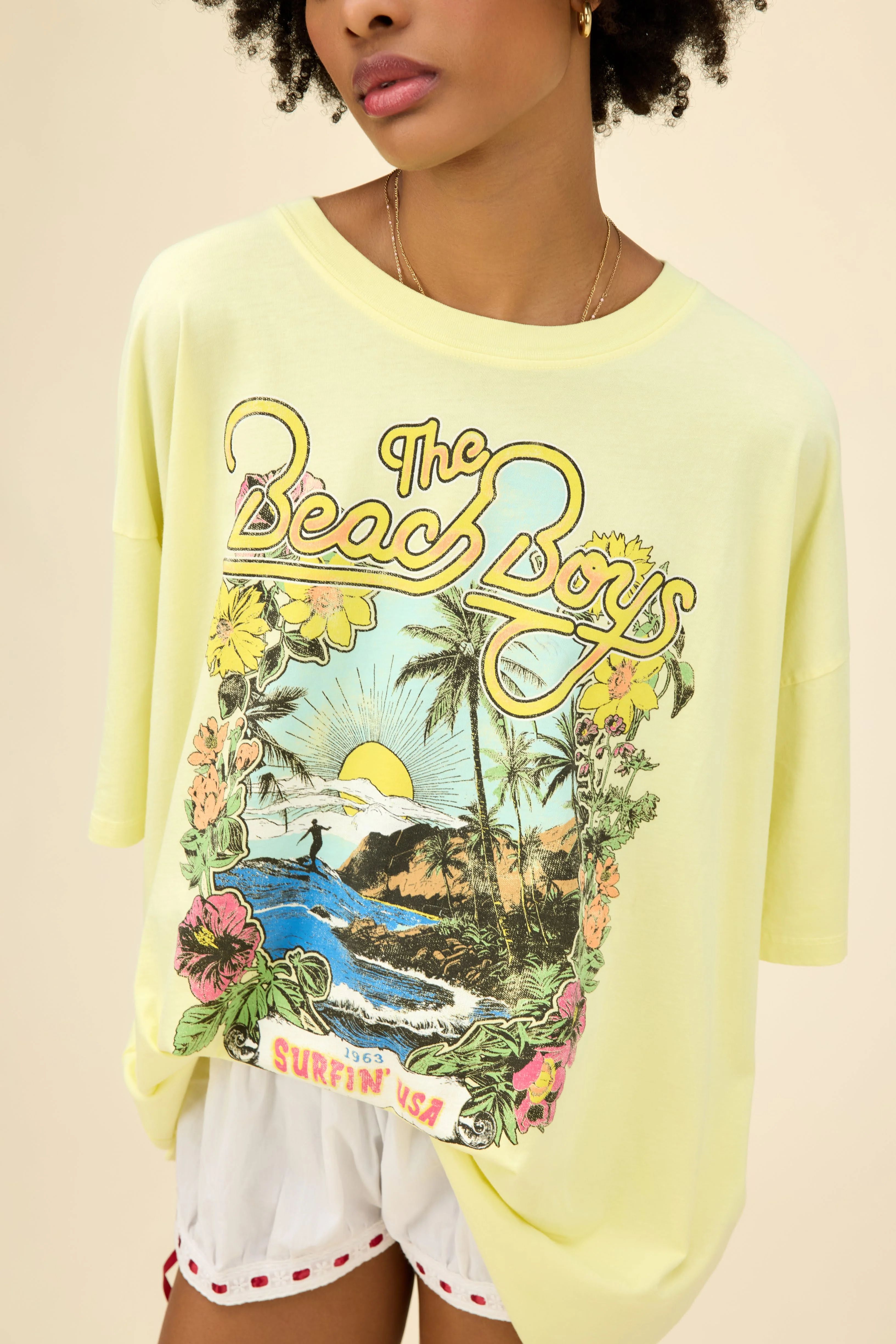 The Beach Boys Surfin' USA 1963 OS Tee in Lemon Dew | Daydreamer