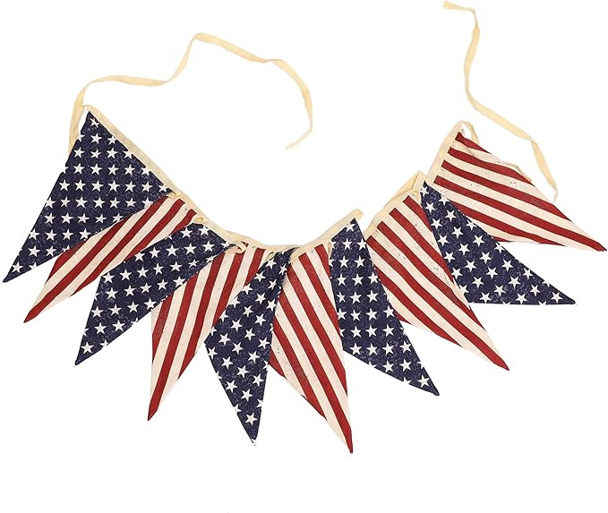 Vintage Stars and Stripes American Flag Bunting Banner, 5 Meter Cotton Garland with 10 Double-Sid... | Amazon (US)