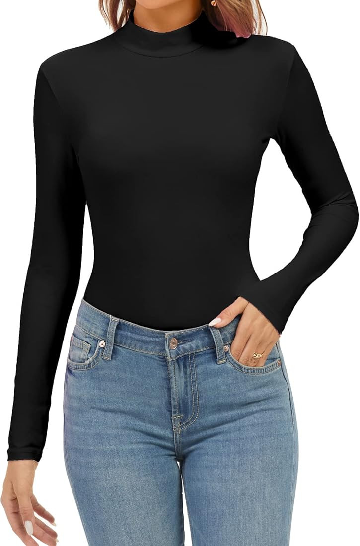 Pinkteen Long Sleeve Turtleneck Bodysuit for Women Cute Body Suits Clothing Tops Sexy Jumpsuit Tr... | Amazon (US)
