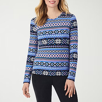 new!Cuddl Duds Womens Fleecewear Crew Neck Long Sleeve Thermal Shirt | JCPenney