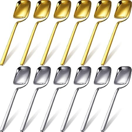 Coffee Spoons, 6 Pieces Espresso Spoons, 5.6 Inches Stainless Steel Small Small Spoons Teaspoons Tin | Amazon (US)