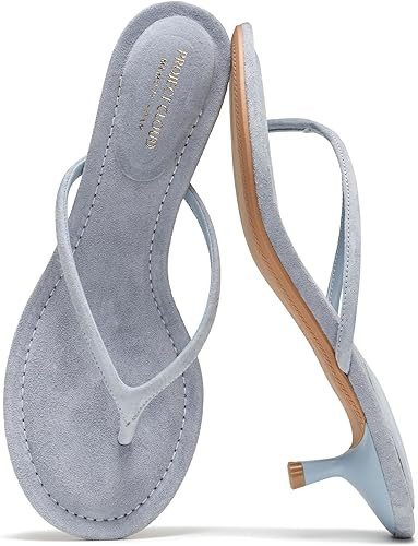 Project Cloud 100% Genuine Leather Kitten Heels for Women Footwear - Memory Foam Fashion Thong He... | Amazon (US)