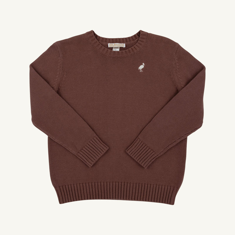 Isaac's Sweater - Gray Bay Brown with Palmetto Pearl Stork | The Beaufort Bonnet Company