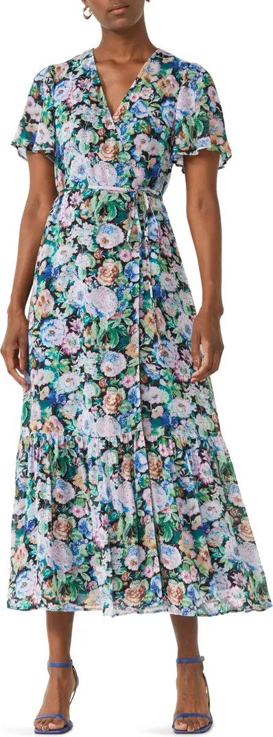 & Other Stories Floral Print Flutter Sleeve Wrap Midi Dress | Nordstrom | Nordstrom