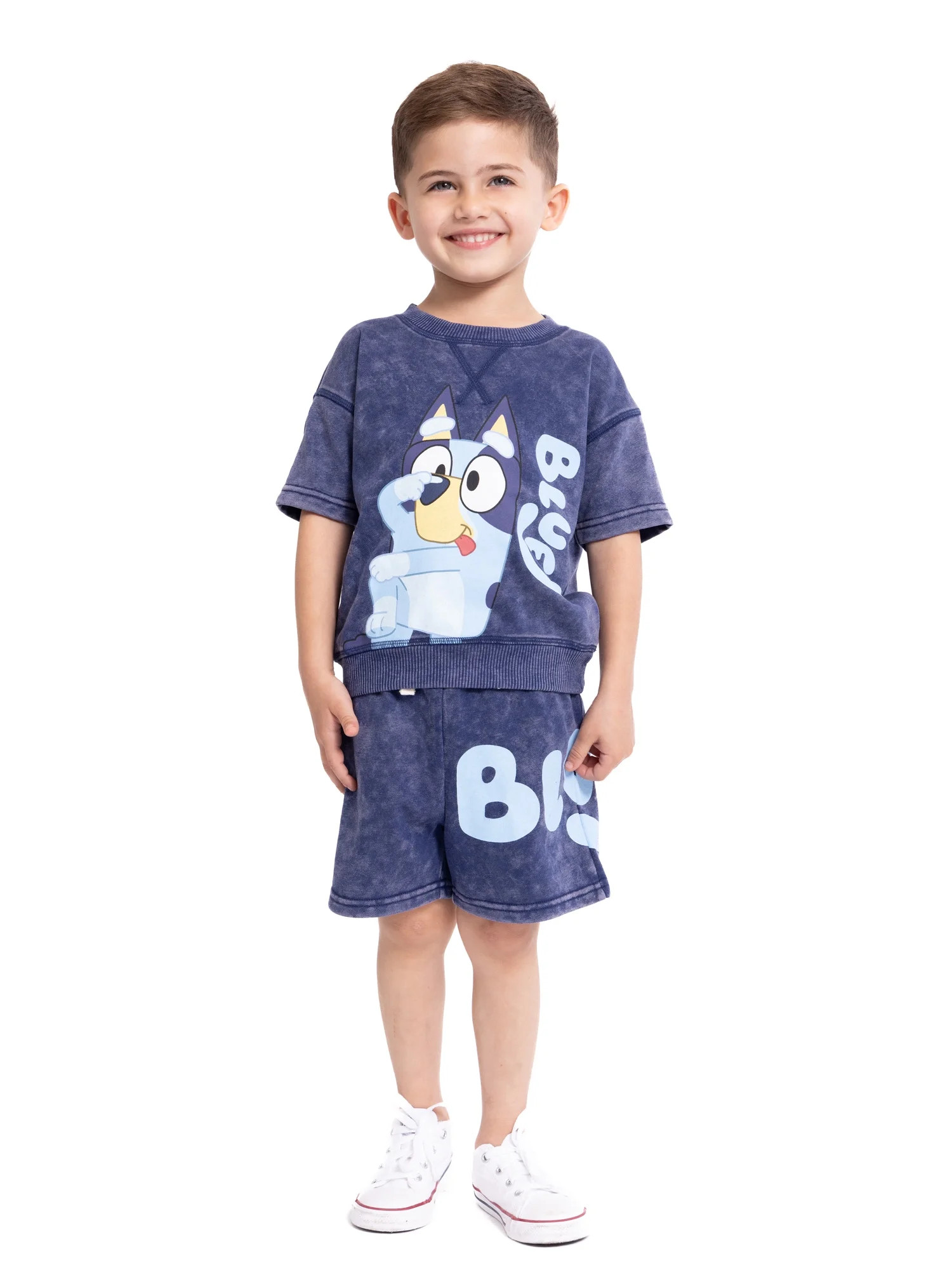 Bluey Toddler Boy French Terry Graphic Top and Shorts Set, 2-Piece, Sizes 2T-5T | Walmart (US)