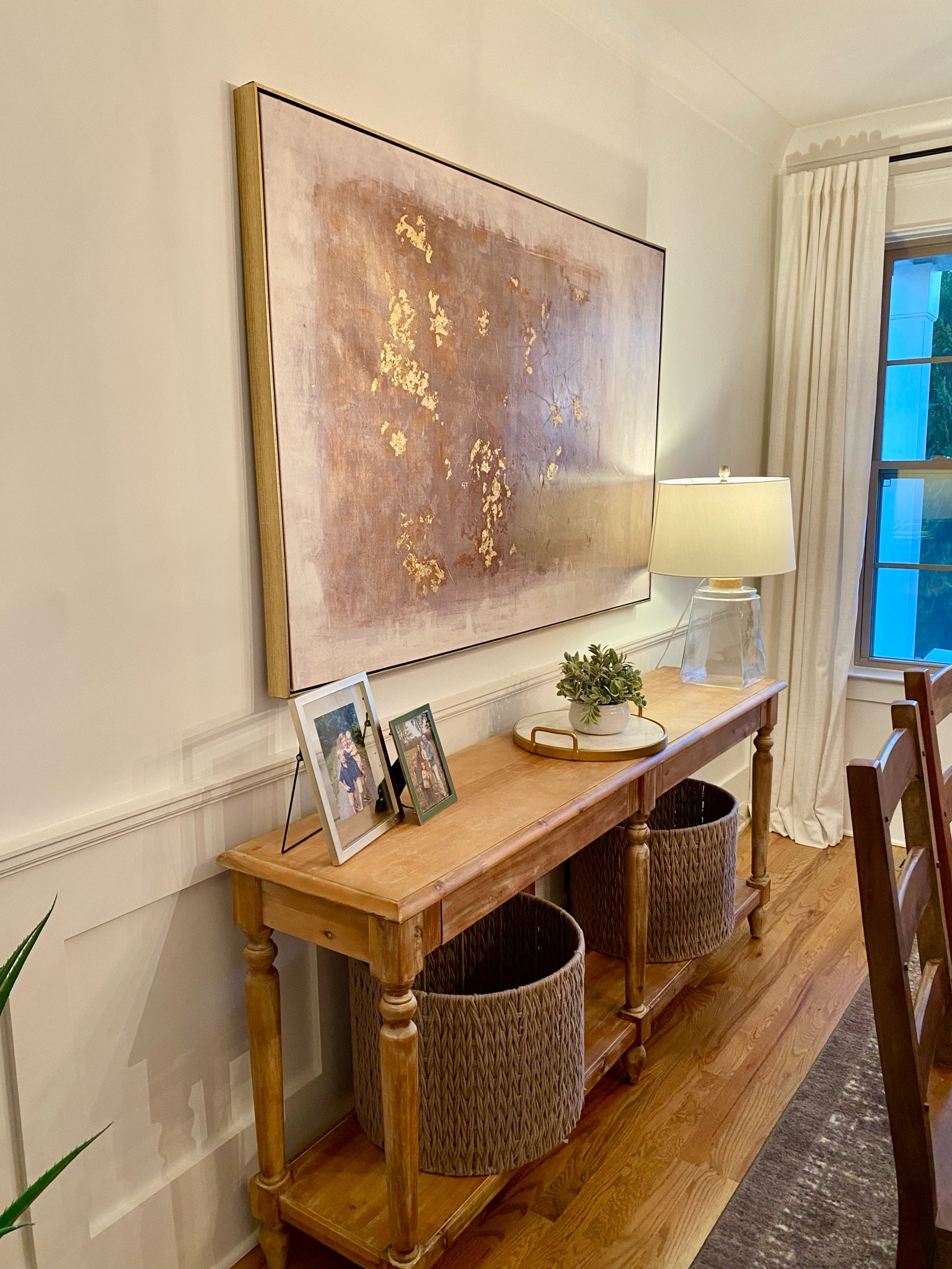 Dining Room Decor, Neutral Dining Room, wood tones, mixed wood tones, large art, budget friendly home, budget friendly dining room, home on a budget, styling and design 

#LTKstyletip #LTKhome #LTKfamily