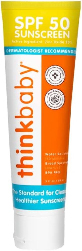 Thinkbaby SPF 50+ Baby Sunscreen – Safe, Natural Sunblock for Babies - Water Resistant Sun Crea... | Amazon (US)
