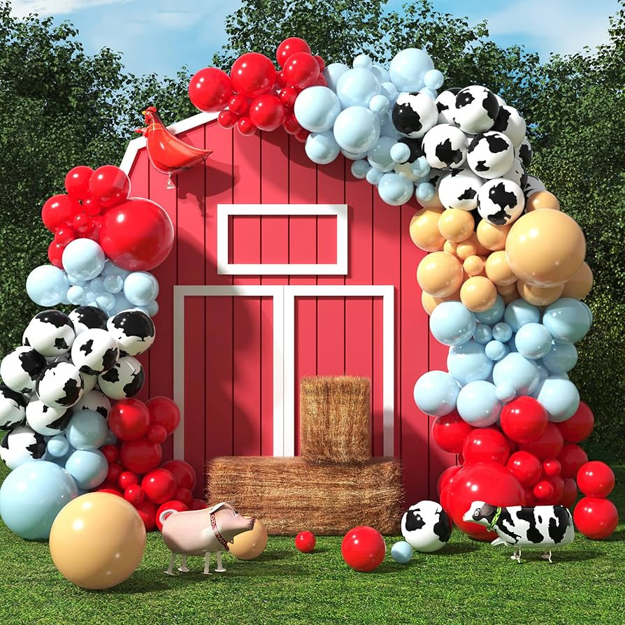 HOUSE OF PARTY Cow Balloons Garland - 110 Pcs | Western Cow Print Blue Red & Tan Balloons with Co... | Amazon (US)