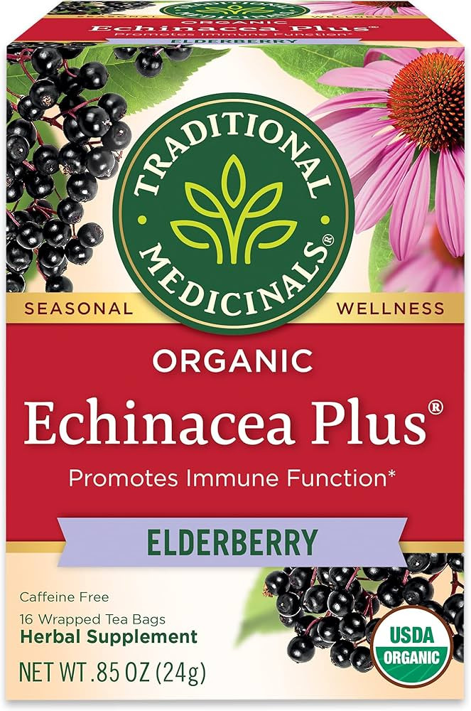 Traditional Medicinals Tea, Organic Echinacea Plus Elderberry, Boosts the Immune System, 16 Tea B... | Amazon (US)