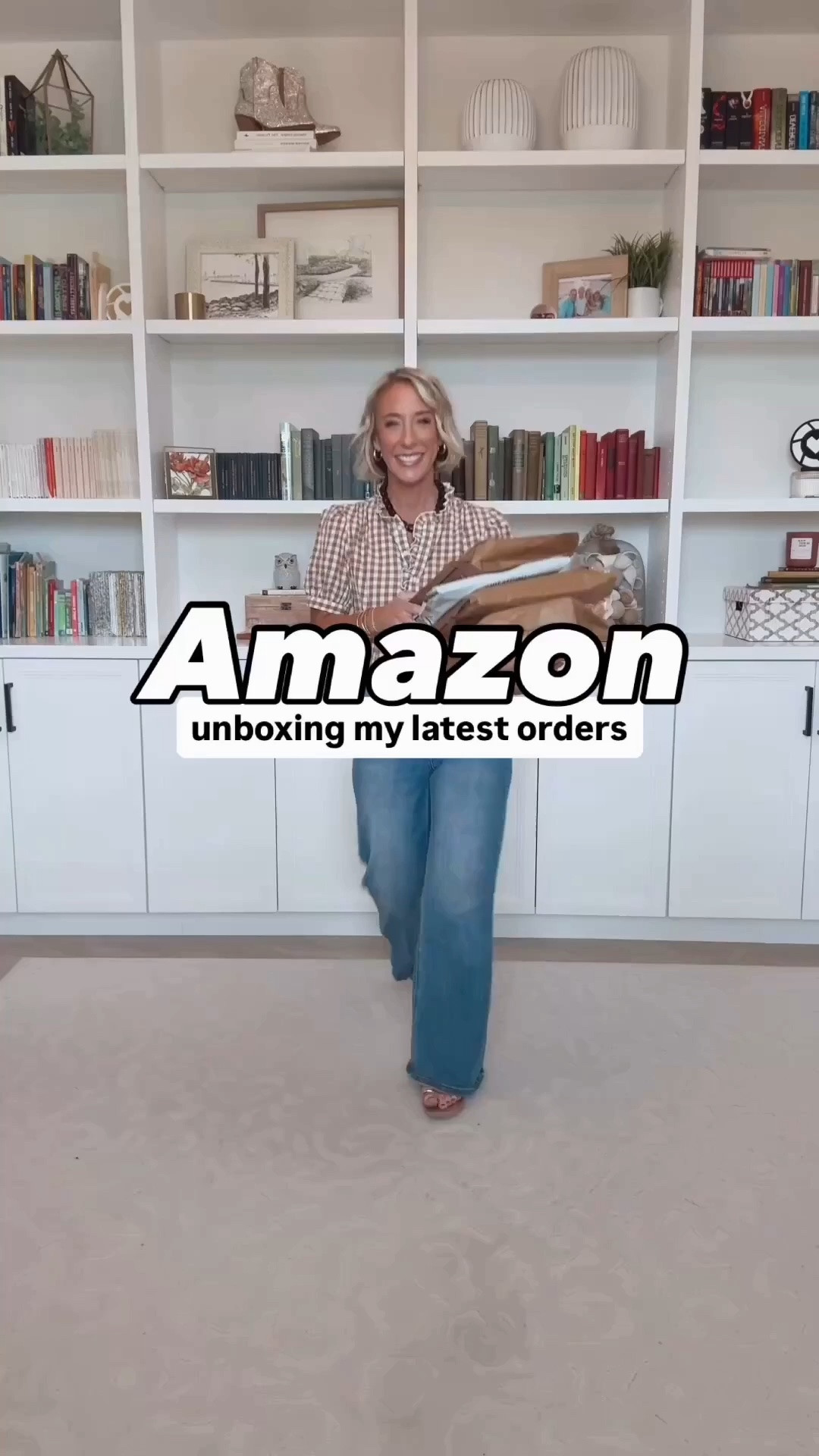 Amazon - unboxing my latest orders * Gingham Puff Short Sleeve Blouse - size small. 7 colors. * Wide Leg Jeans - size 25. 1. Cinched Waist Button Down Shirt Maxi Dress - size small, but runs big. 4+ colors. 2. Striped Short Sleeve Polo & Skort 2 Piece Set - size small. 2 colors. 3. Pleated Chiffon Skirt - size small. 10 colors. * Scoop Neck T-Shirt - size small. 30 colors. * Scarf - also Amazon. 4. Chunky Heel Pointed Toe Slingback Pumps - TTS. 12 colors. * High-Rise Jacquard Mini Skirt - size 0. $28. * Cozy Yarn Crewneck Sweater - size XS. $20. 9 colors. * Crocodile-Embossed Purse - 5 colors. 5. Mock Neck & Wide Leg Pants 2 Piece Sweat Set - size small (could have done the XS). 8 colors.

#LTKSeasonal#LTKOver40#LTKPetite