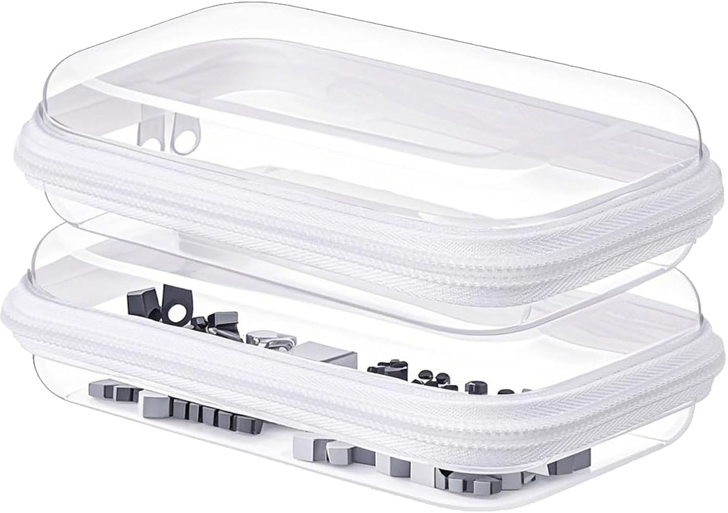 Aimery 2Pc Clear Hard Shell Zipper Case Large, Clear Plastic Zip Pencil Case Hard Shell, Portable... | Amazon (US)