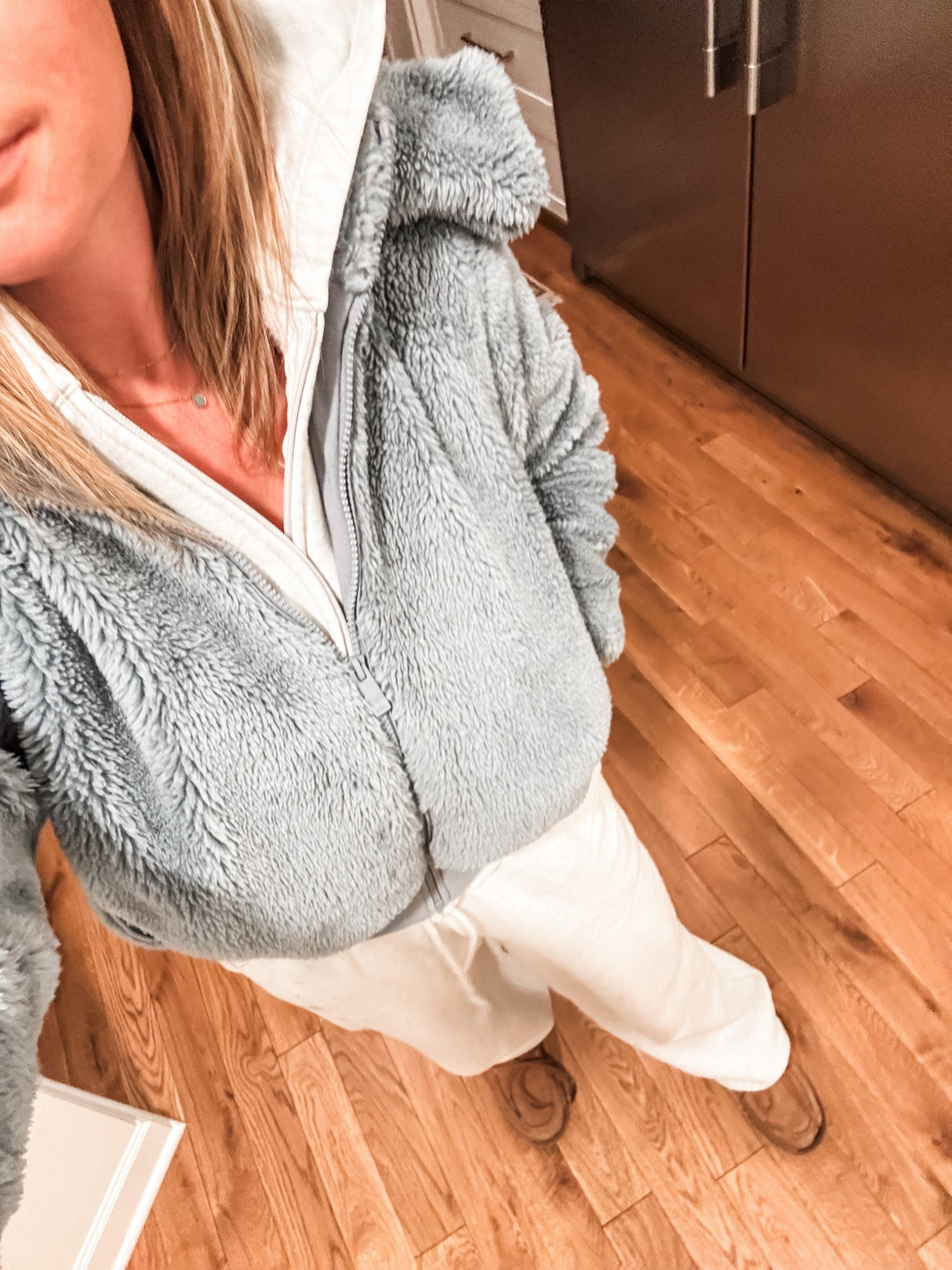 Snow bunny status: engaged ❄️ this has been a delightfully snowy and magical Christmas season so far in iowa! It makes my New England girl heart happy ❤️ linked all the cozy items like my matching sweat suit and Sherpa jacket! Fleece shoes, of course  

#LTKSeasonal #LTKGiftGuide #LTKmomlife