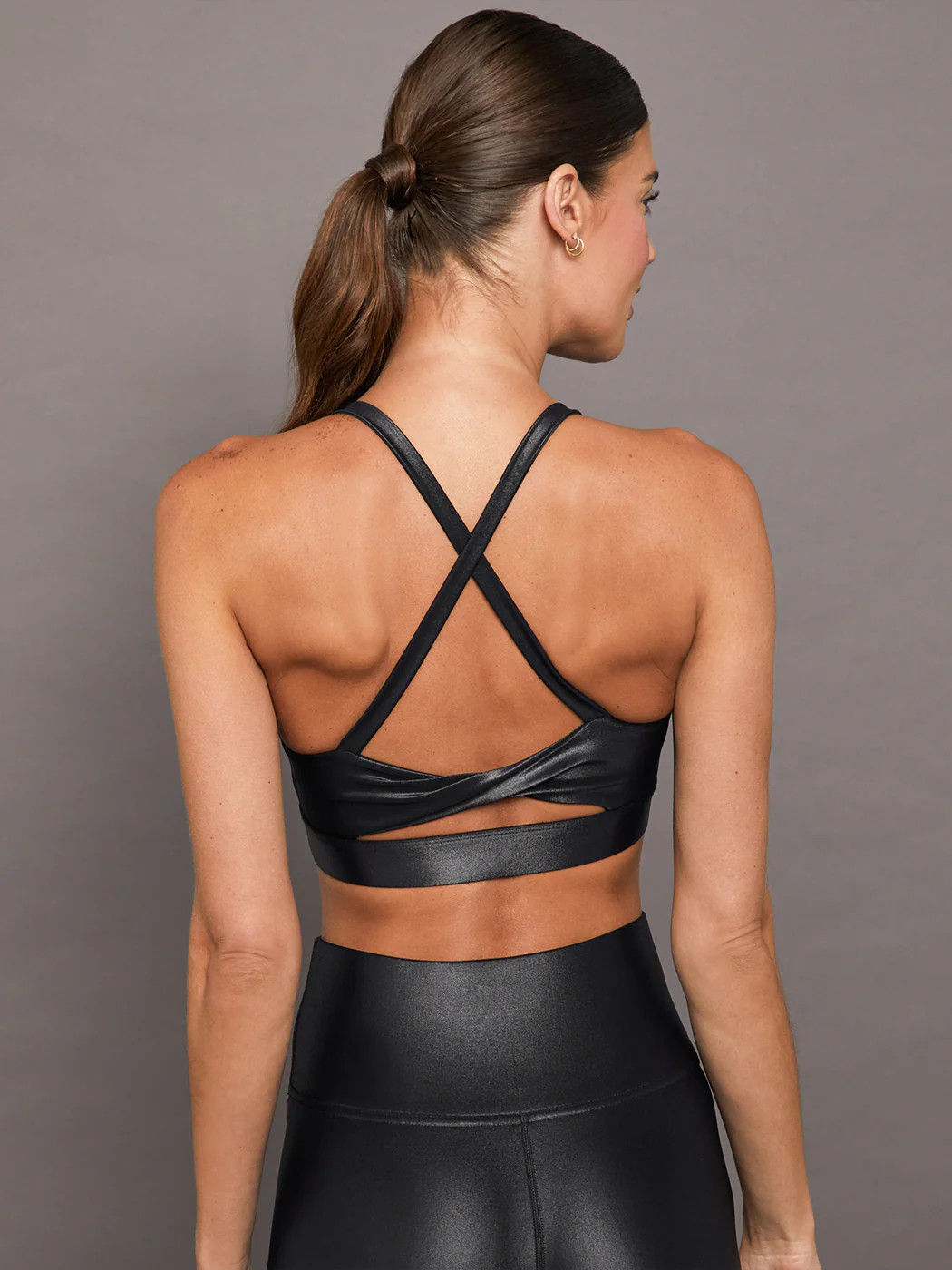 Criss Cross Bra in Takara Shine - Black | Carbon38
