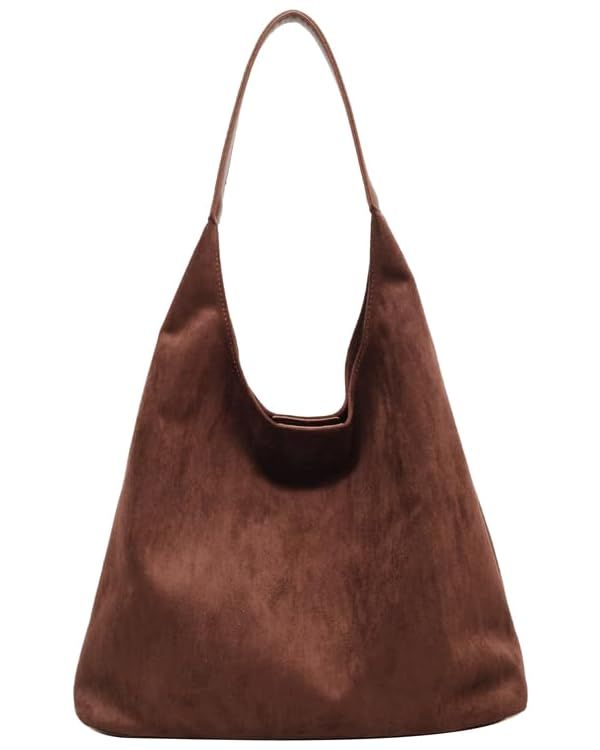 Suede Hobo Bag for Women Slouchy Purse Fashionable Office Tote Handbag | Amazon (US)