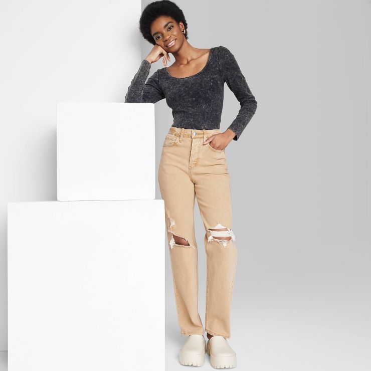Women's Super-High Rise Straight Jeans - Wild Fable™ Brown | Target