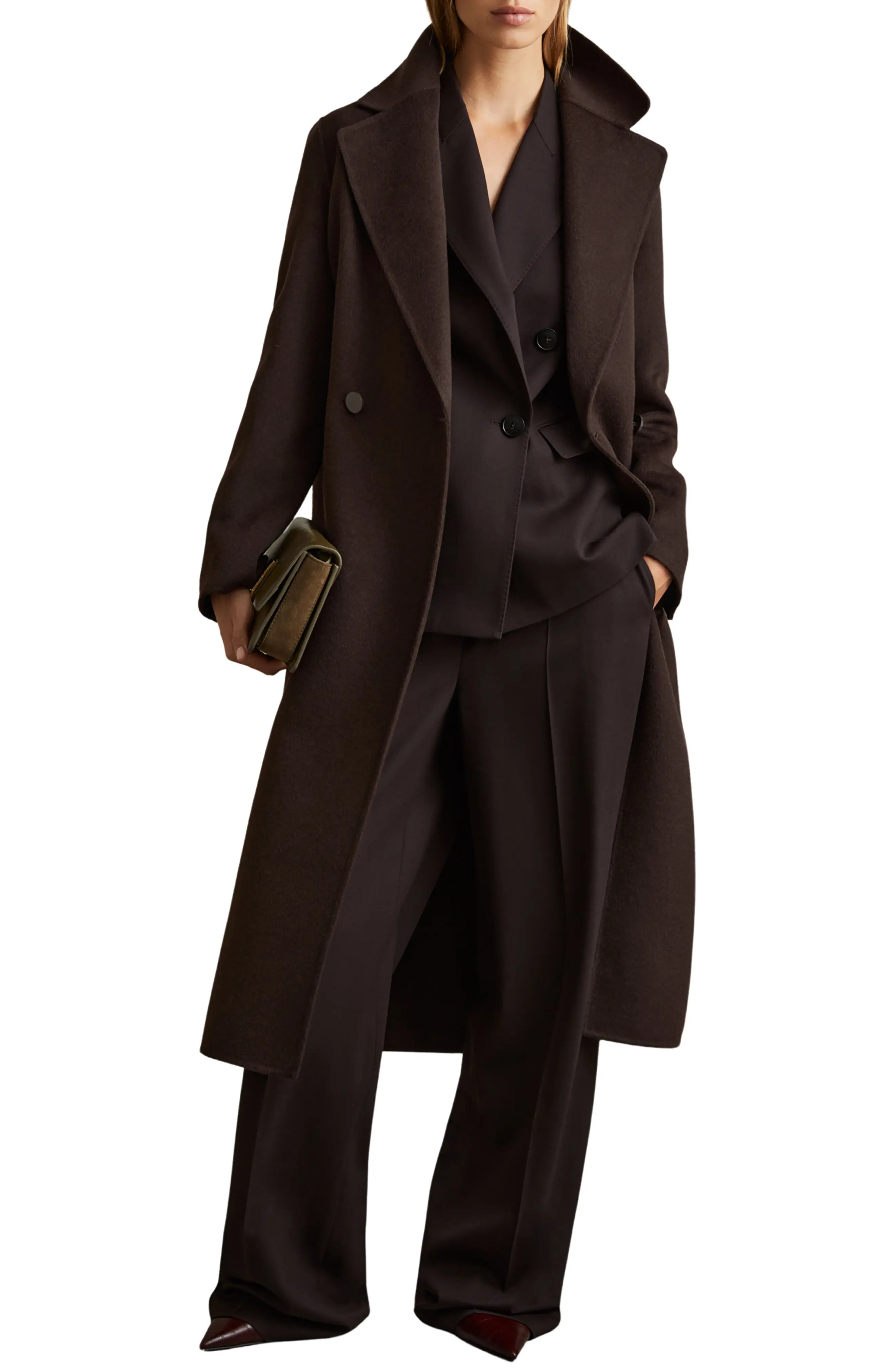 Reiss Lucia Tie Waist Wool Blend Coat (Women) | Nordstrom | Nordstrom