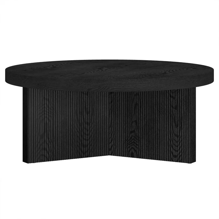 Evelyn&Zoe Holm 36" Wide Round Coffee Table, Black Grain | Walmart (US)