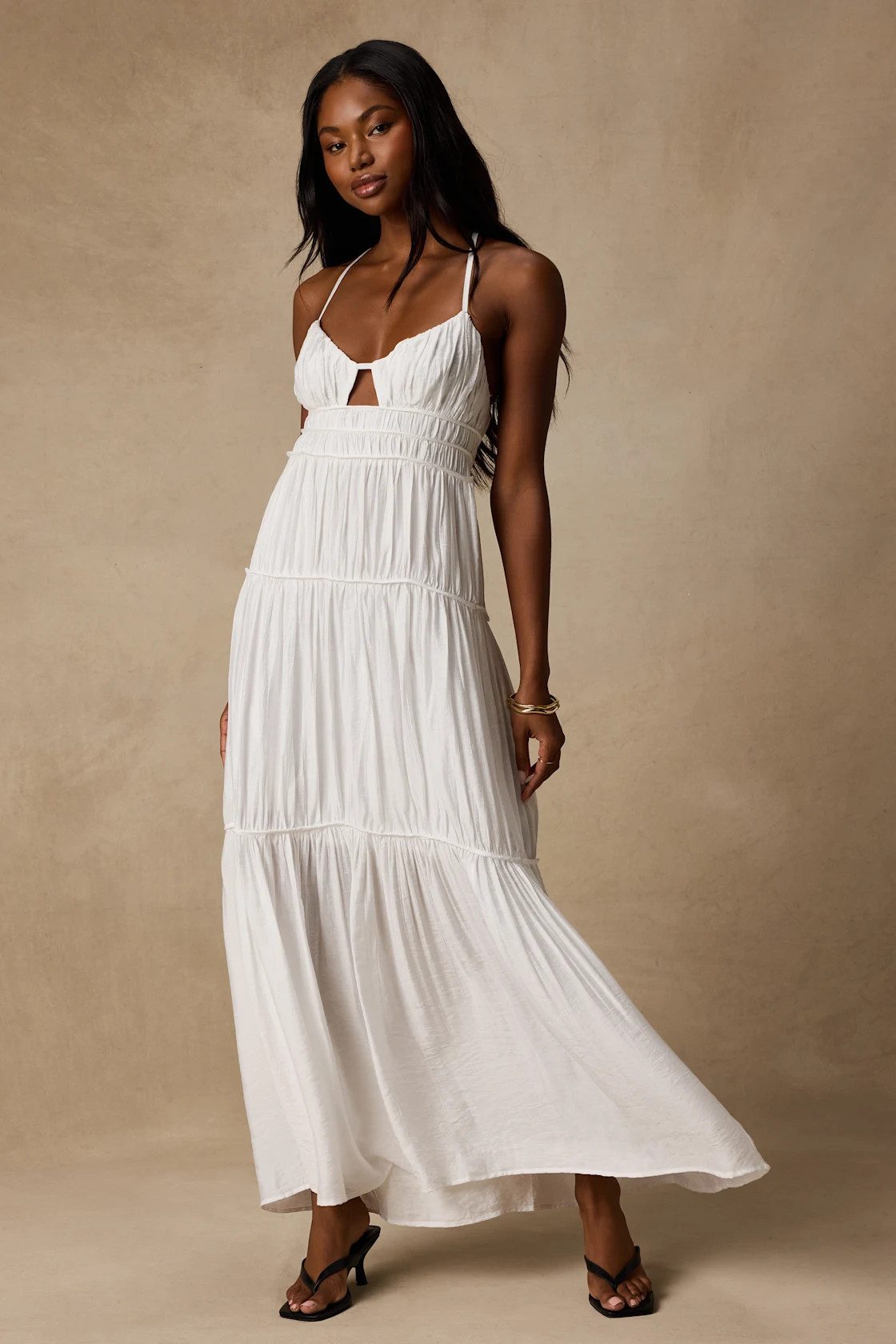 Devaney White Tie-Back Maxi Dress | Lulus