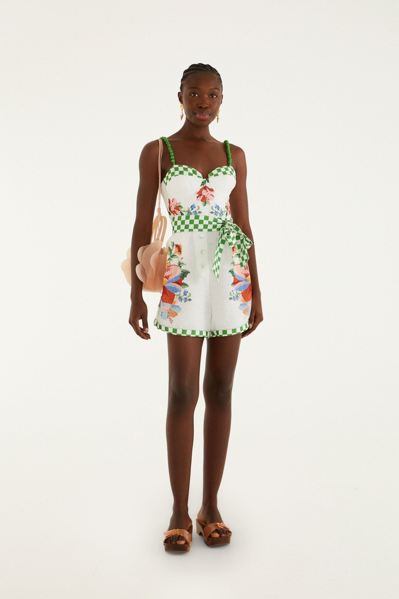 Off-White Calm Breeze Beaded Straps Belted Romper | FARM Rio | FarmRio (US)