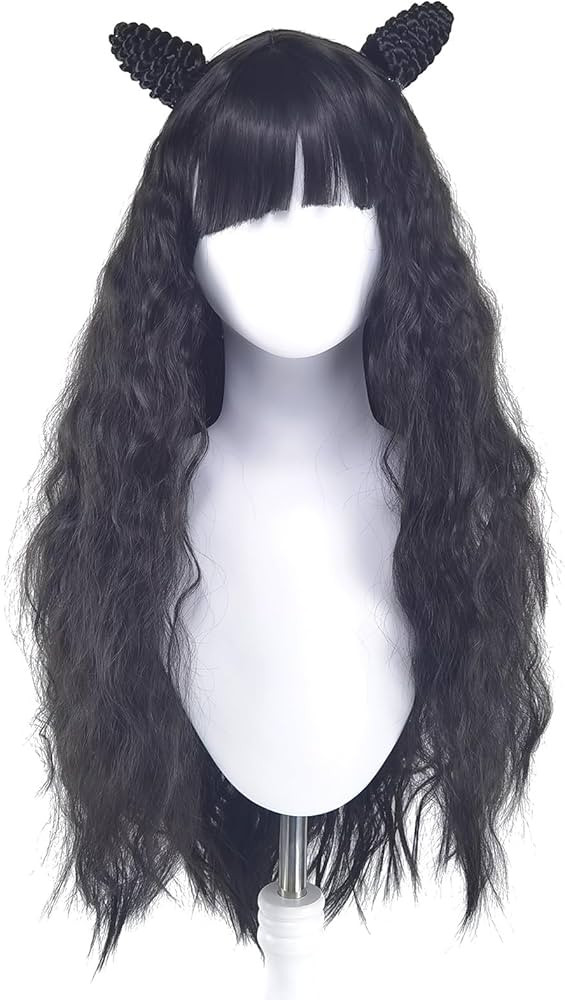 Nadja Cosplay Wig Long Black Wavy Wig with Bangs Heat Resistant Synthetic Wig Halloween Vampire C... | Amazon (US)