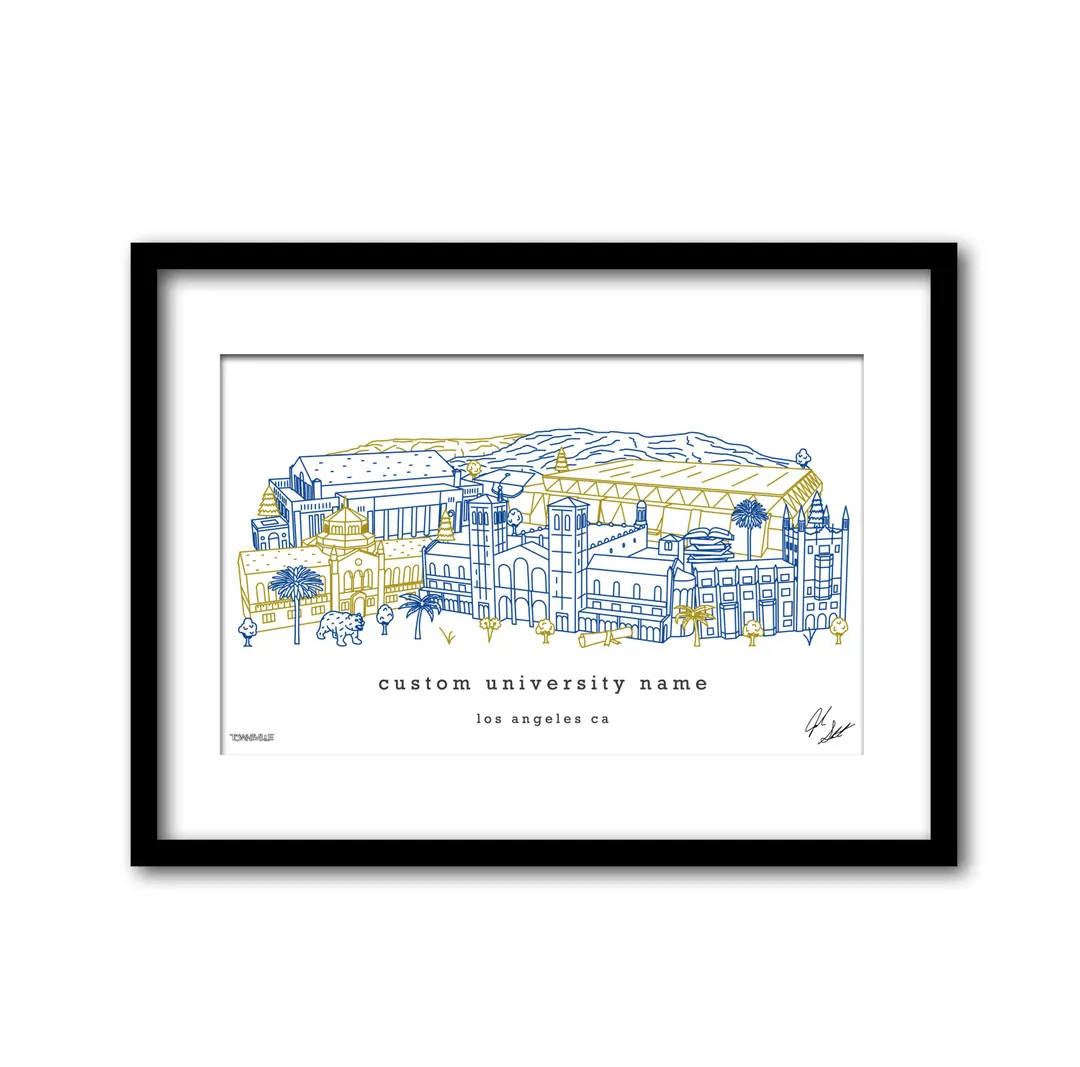 Custom College University Campus Artwork Graduation Gift Wall Decor | Etsy (US)