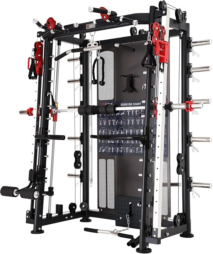 Altas Strength Home Gym Equipment Smith Machine with Pulley System Gym Squat Rack Pull Up Bar Upp... | Amazon (US)