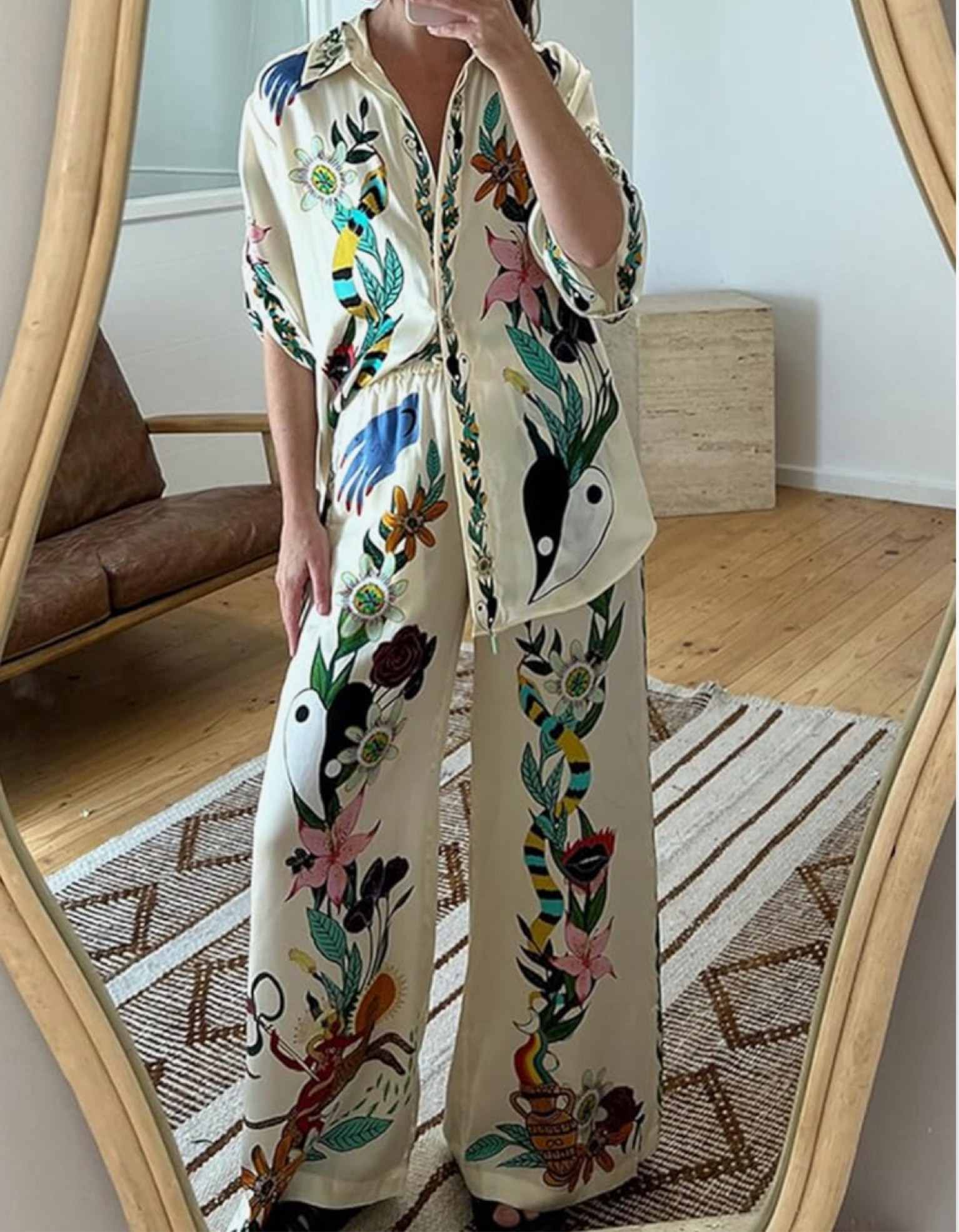 Loose casual pajamas or loungewear set is made of soft fabric, skin-friendly, breathable and comfortable, suitable for relaxing day or night. 
3/4short sleeves, sleeves can be rolled up, lapels, printing, buttons, shoulder drop,relaxed fit,there is no pressure to exercise.
Drawstring pants, elastic waist, long pant, wide-leg pants, straight pants, two side pockets, loose design suitable for all body types. 

Lightweight print set is suitable for home wear, pajamas parties, etc. it is also the first choice as a gift for girlfriend, mother, family and friends,the best gift choice in spring, summer and autumn.

#traveloutfit
#workoutfit
#loungewear
#leisurewear
#sets
#topandbottom
#casualwear
#casualstyle
#coordinates
#pajamas



#LTKTravel #LTKFindsUnder50 #LTKHome