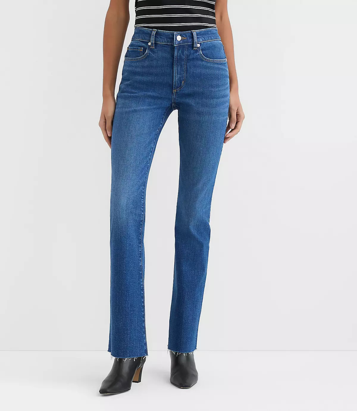 Rivete Mid Rise Boot Jeans in Vintage Dark Wash | LOFT