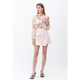 Tweed Asymmetric Mini Skirt in Pink | Chicwish