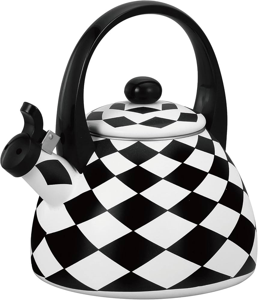 Whistling Tea Kettle for Stove Top Enamel on Steel Teakettle, Supreme Housewares Argyle Checker P... | Amazon (US)