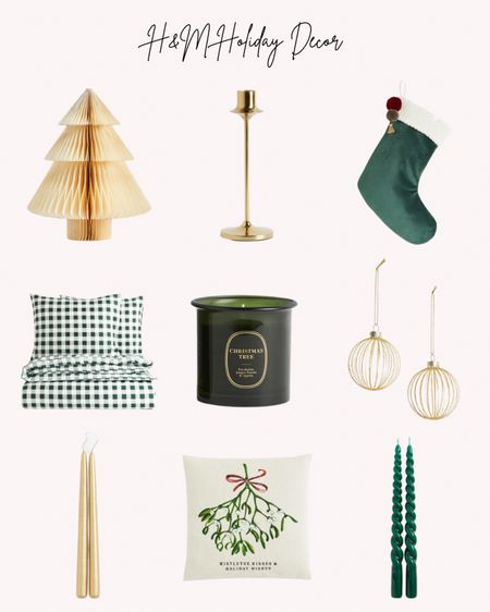 H&M Holiday Decor. Christmas, decorations, candles, candle holders, pillows, ornaments, paper trees, stockings, pine, green and gold, green checked flannel duvet cover set

#LTKhome #LTKHoliday #LTKSeasonal