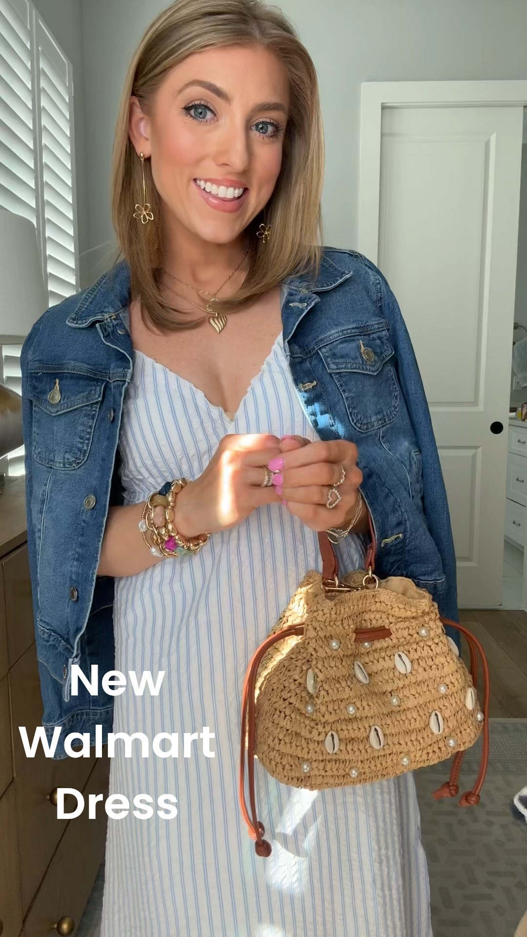 This striped Walmart midi dress is giving coastal summer energy 🌊☀️ Lightweight, breezy, and so flattering with the relaxed fit and subtle v-neck detail.

Styled it with neutral peep toe heels and the cutest woven shell bag for that beachy, vacation-ready look. Perfect for spring events, brunch, or a warm weather date night.

Affordable spring midi dresses from Walmart are SO good right now.

#WalmartFinds #StripedDress #SpringStyle #CoastalVibes #AffordableChic #WomensDresses #LTKFinds