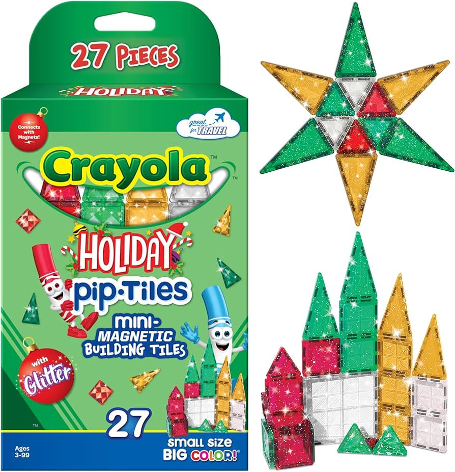 CreateOn Crayola Holiday Glitter Mini PIP Magnetic Tiles, Magnetic Kids’ Building Toys, STEM Le... | Amazon (US)