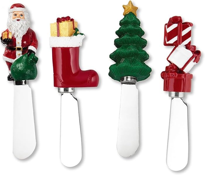 Supreme Housewares Christmas Themed Cheese Spreaders, Hand-Painted Resin Handles with Stainless S... | Amazon (US)