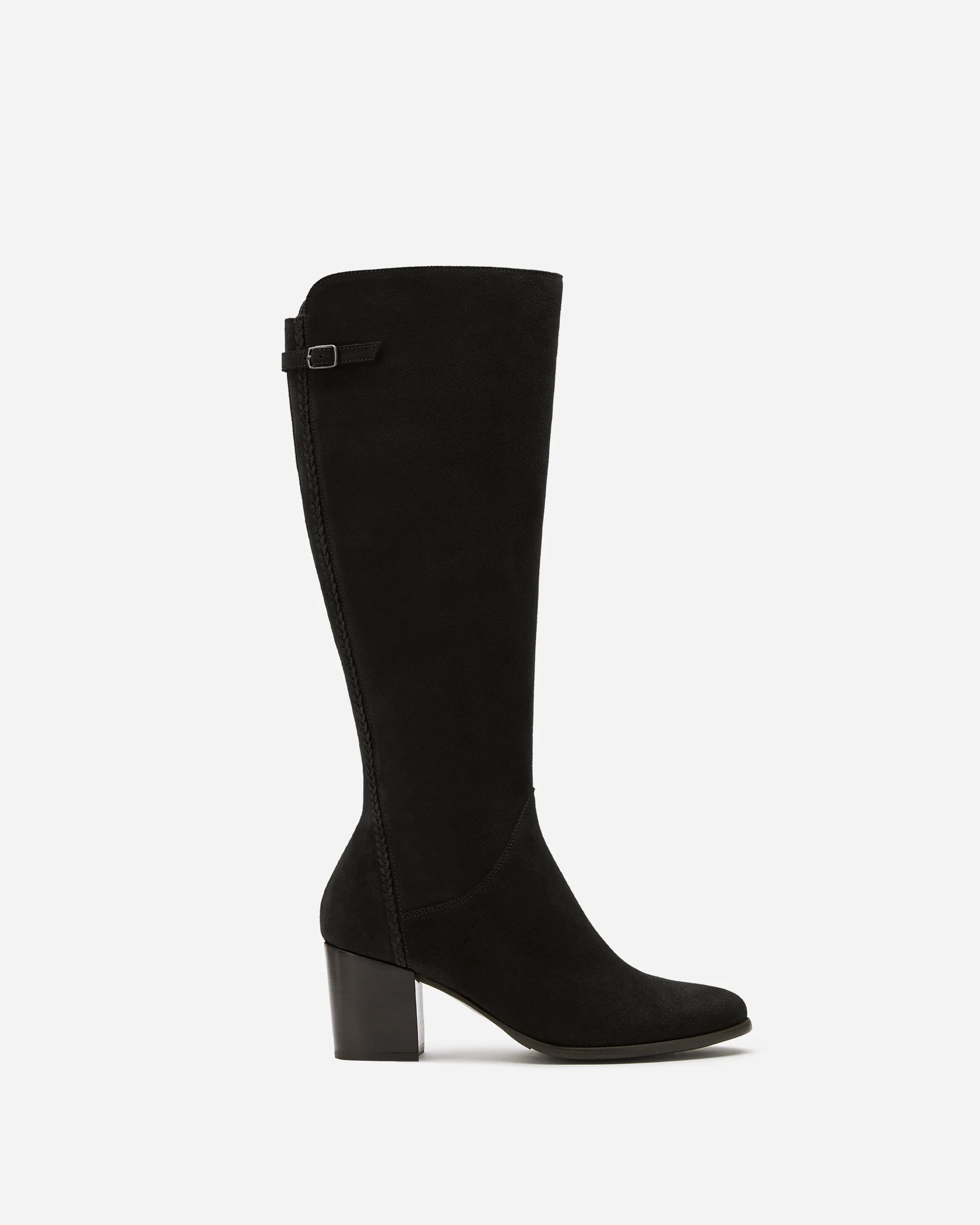 Adie Knee High Boots in Black Suede | DuoBoots