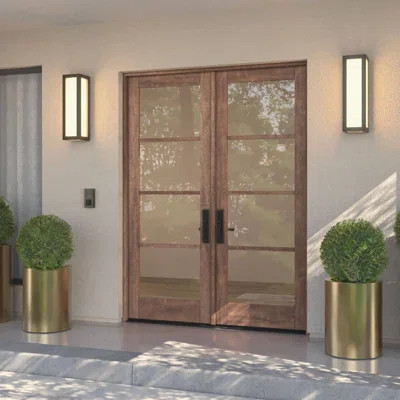 G10402-SW-96 | 96" Double Door, RTA Prehung Exterior, SDL 4 Lite, Unfinished Mahogany Wood | Wayfair North America