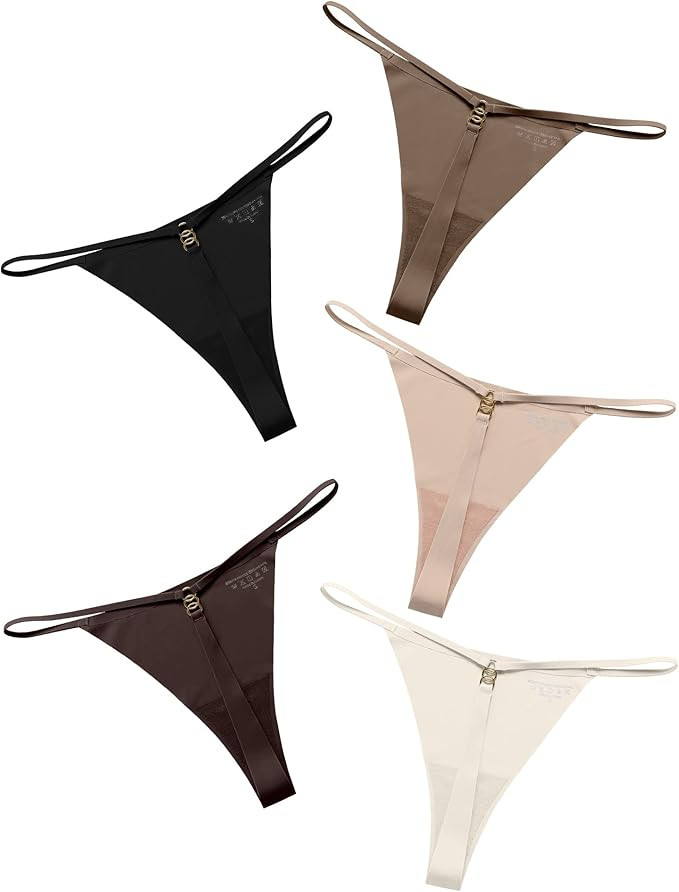 DEANGELMON Seamless G-string Thongs for Women - No Show Thong Underwear Low Rise Stretch Panties ... | Amazon (US)