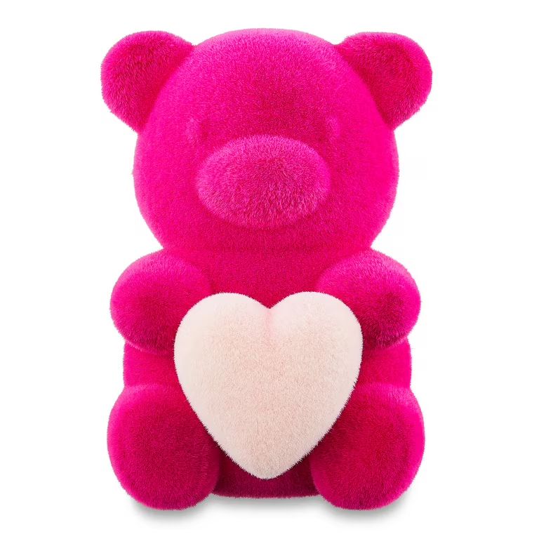 Valentine's Day 8 in Large Flocked Pink Bear Decor by Way To Celebrate - Walmart.com | Walmart (US)