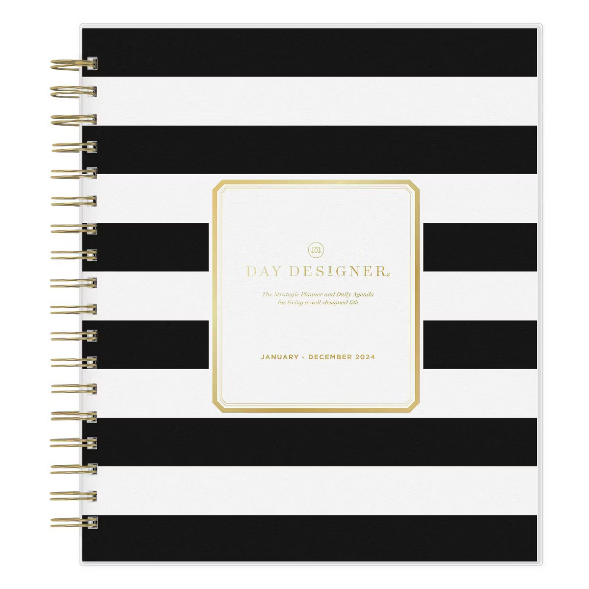 Day Designer 2024 Planner 8"x10" Daily/Monthly Frosted Cover Rugby Stripe Black | Target