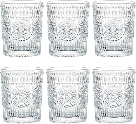Kingrol 6 Pack 9 oz Romantic Water Glasses, Premium Drinking Glasses Tumblers, Vintage Glassware ... | Amazon (US)