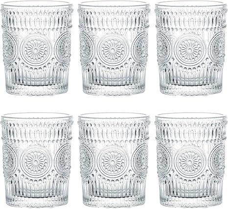 Kingrol 6 Pack 9 oz Romantic Water Glasses, Premium Drinking Glasses Tumblers, Vintage Glassware ... | Amazon (US)