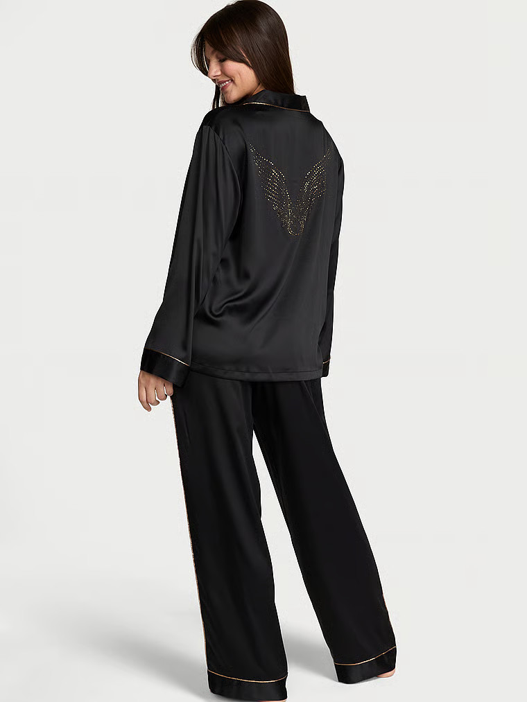 Victoria's Secret Backstage Satin Sparkle Long Pajama Set | Victoria's Secret (US / CA )