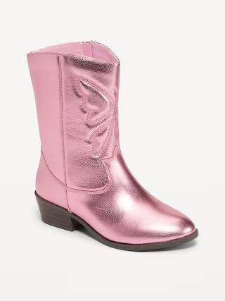 Shiny Metallic Embroidered Western Boots for Girls | Old Navy (US)