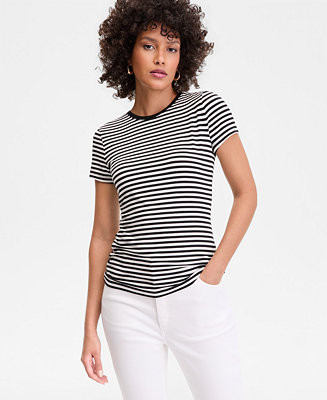 Women's Short-Sleeve Striped T-Shirt, Macy's Exclusive | Macy's