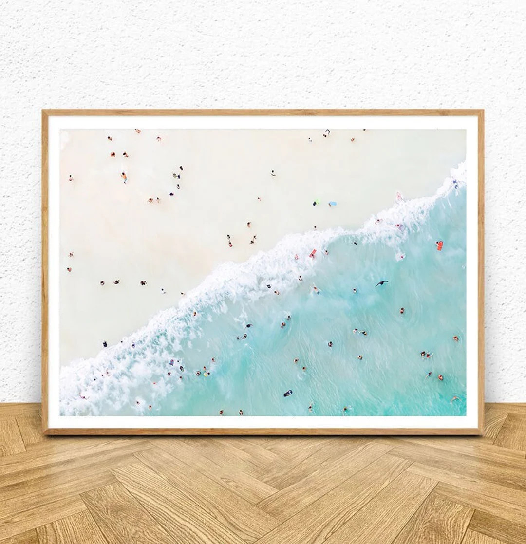 Aerial Beach Print Summer Waves Print Pastel Beach Photo - Etsy | Etsy (US)