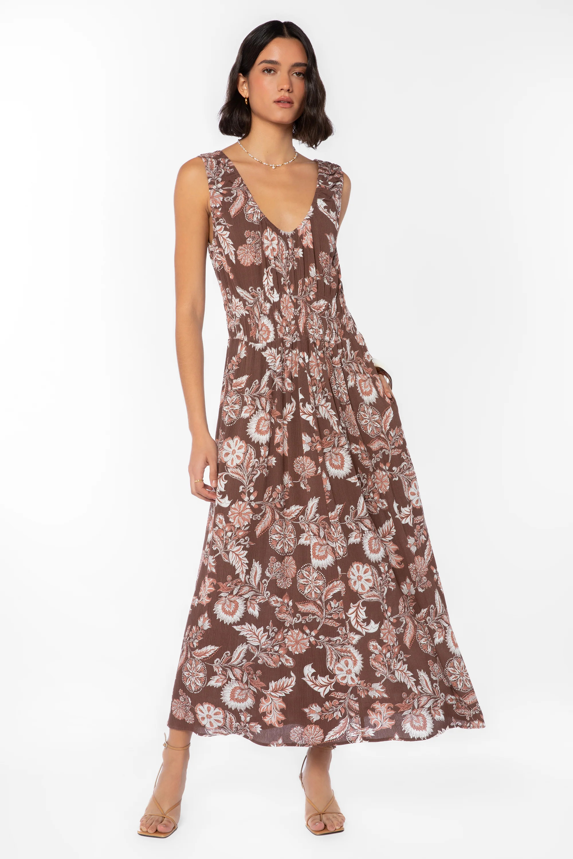 Payne Brown Floral Dress | Velvet Heart Clothing