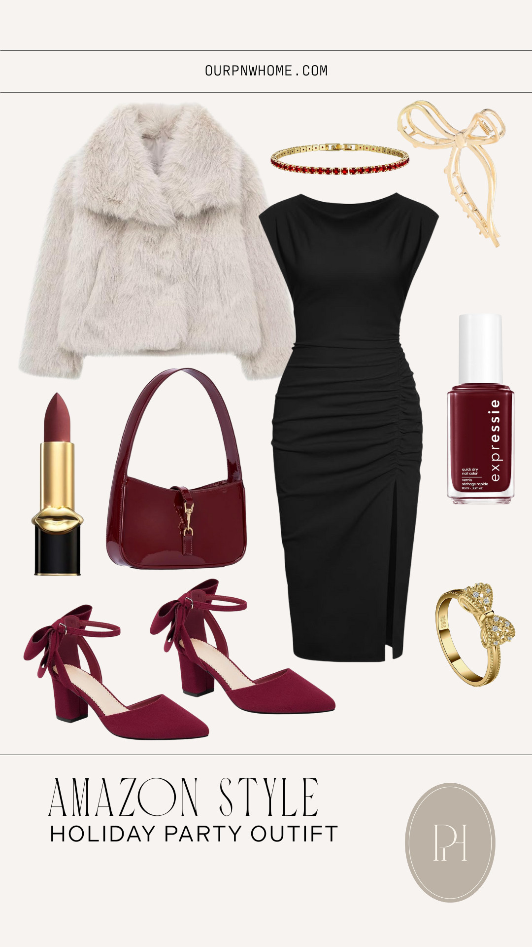 Amazon finds that are perfect for the holiday party season!

little black dress, faux fur coat, holiday party looks, Christmas party outfit, holiday party outfit, burgundy purse, burgundy handbag, burgundy shoes, bow shows, burgundy high heels, red lipsticks, burgundy nail polish, bow claw clip, bow ring, red tennis bracelet, bow accessories, winter fashion, winter outfit, winter looks 

 #LTKHoliday #LTKSeasonal #LTKFindsUnder100