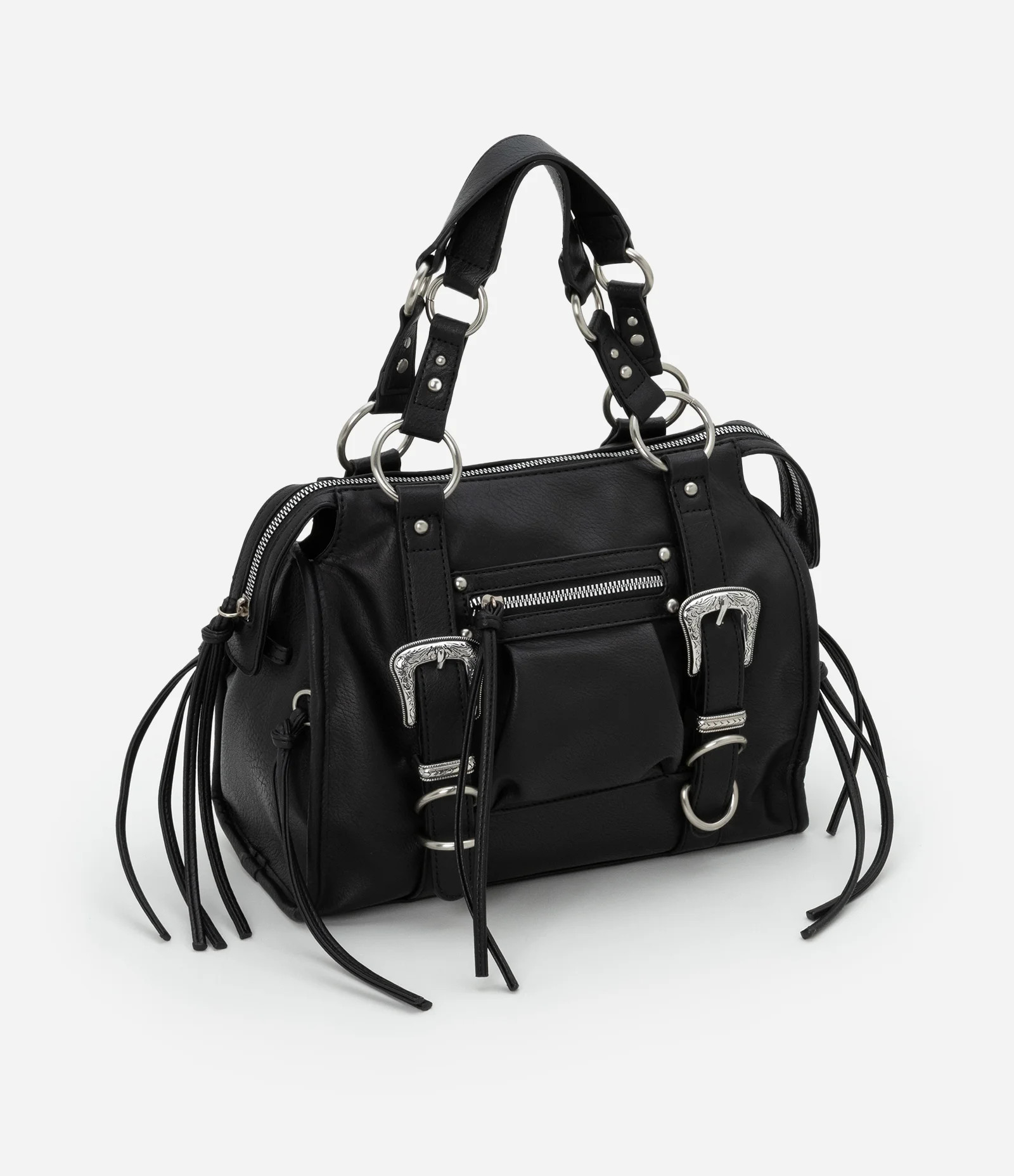 Bolsa Satchel Boho Média com Tiras e Fivela Preto - Lojas Renner | Renner (BR)